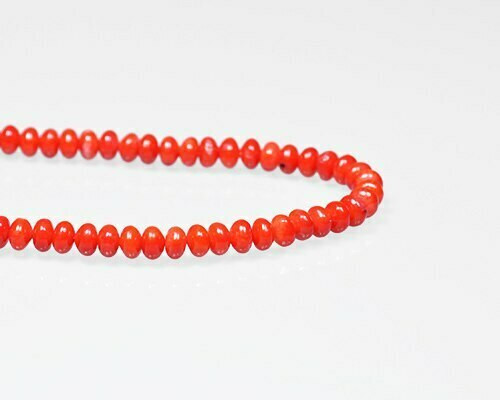 Oval Red (Dyed) Coral Beads 6x4mm | Sold By 1 Strand(7.5-8") | BS0003